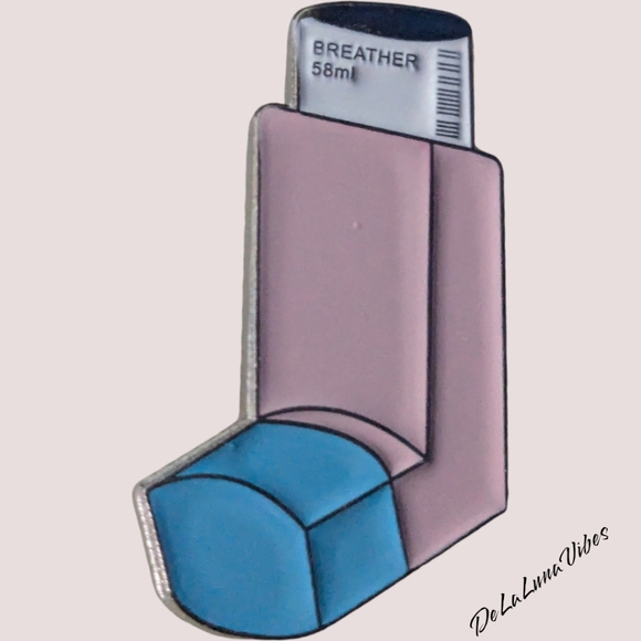 3/$12 "Breathe" Inhaler Enamel Pin. - Picture 2 of 3